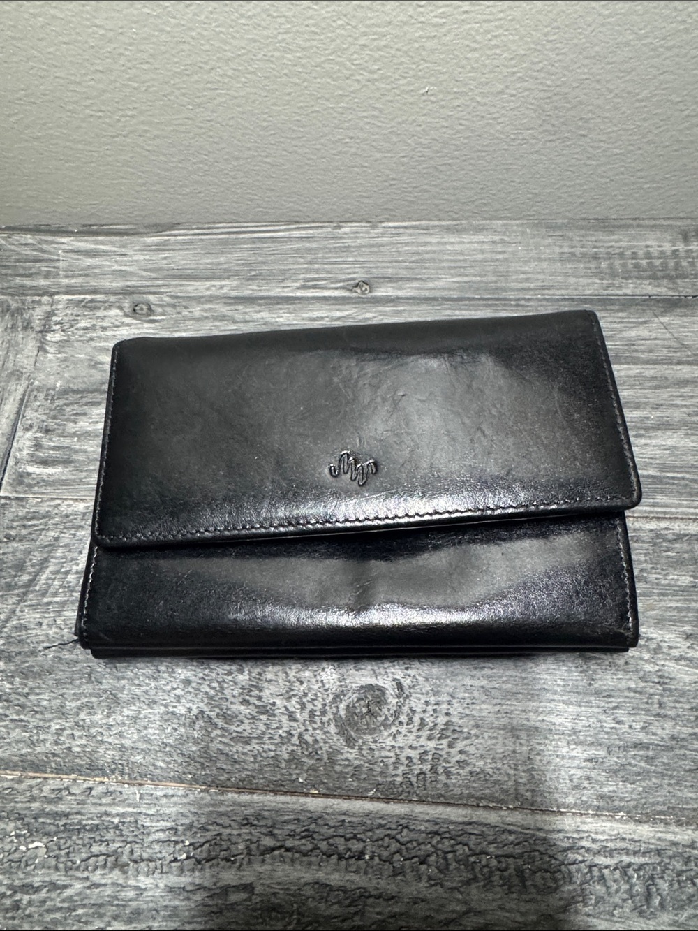 Monsac Black Leather Bi-Fold Wallet with Subtle Logo